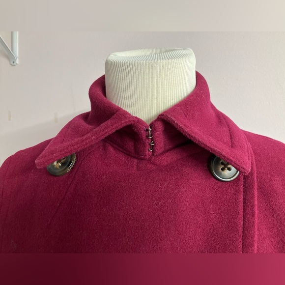 Women’s Double Breasted Wool Blend Pea Coat, S, Raspberry, Aeropostale - Picture 6 of 7